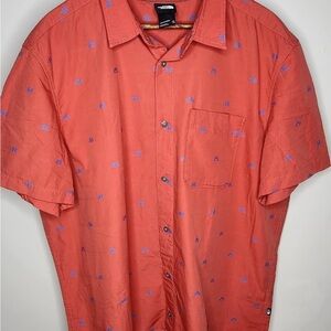 North Face Short Sleeve Button Down Shirt Orange Men’s XXL Camping Tent